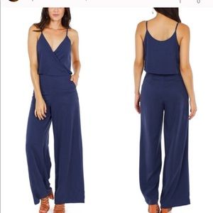 Line & Dot Bertie Jumpsuit Solid Navy Blue